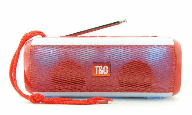 Колонка портативная TG144  5W*2  (Bluetooth,USB, microSD, AUX,FM-радио) с подсветкой (Красный)