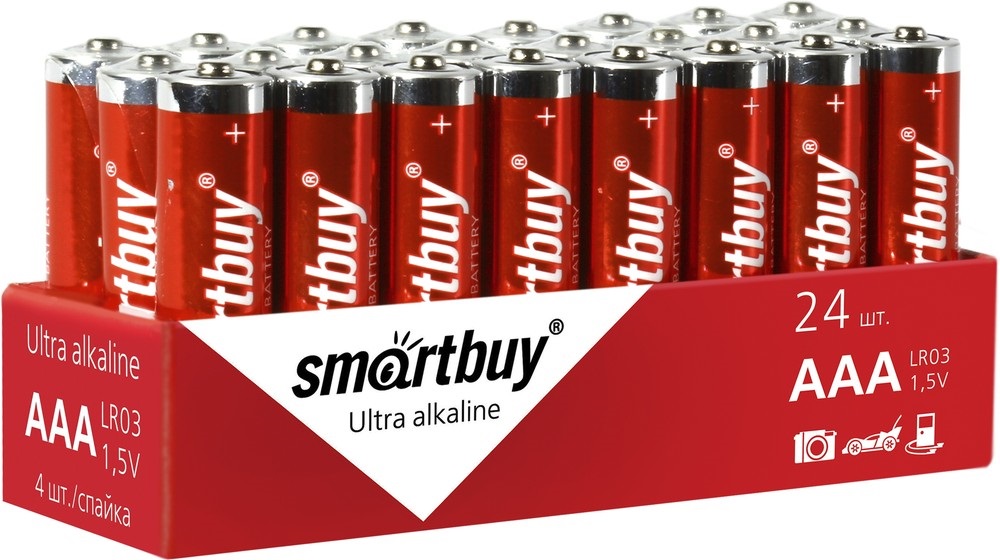 Батарейка алкалиновая Smartbuy LR03/4S (24/480) (SBBA-3A24S)