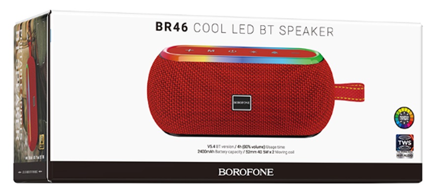 Колонка портативная Borofone, BR46, Delight sports, Bluetooth, цвет: красный