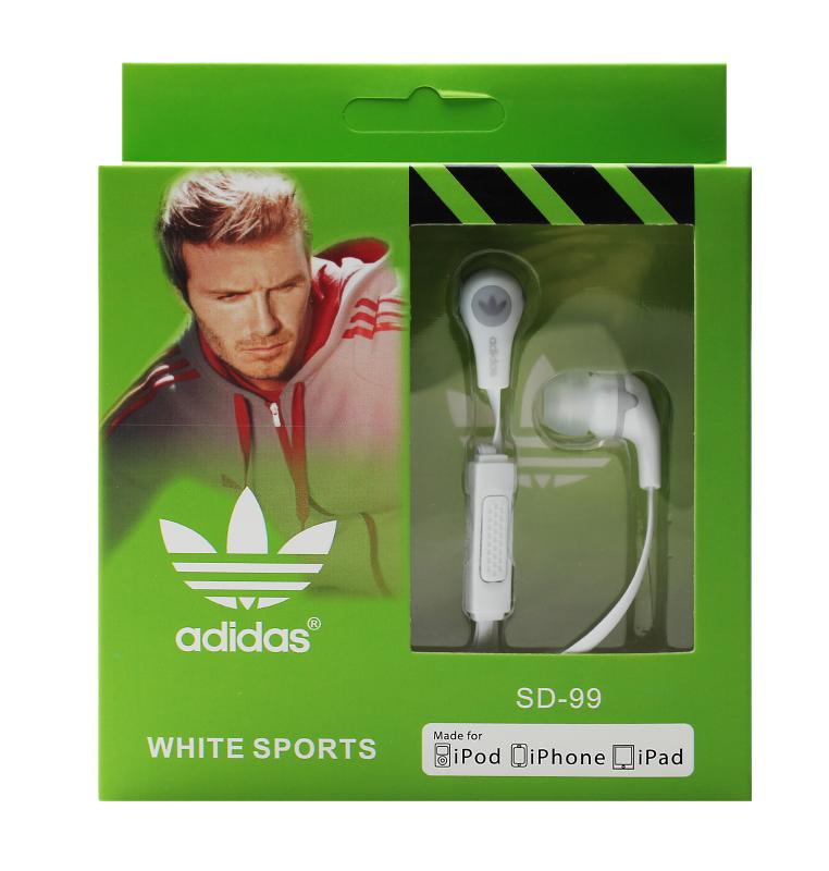 Наушники MP3 &quot;AD&quot; SD-99  плоск. шнур c  микрофоном  (упаковка коробка) (Белый)