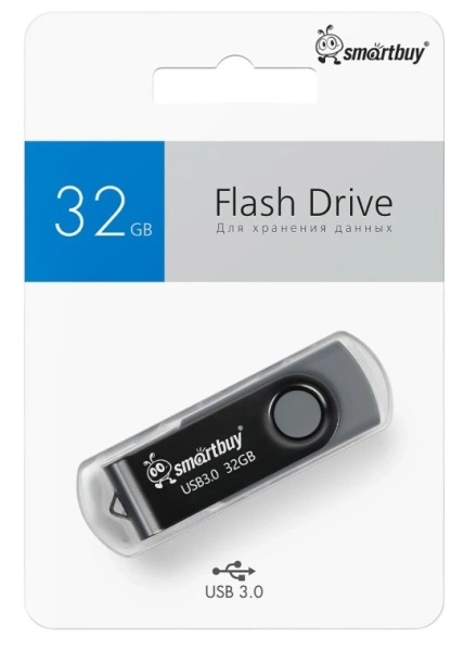 USB 3.0/3.1 накопитель Smartbuy 032 ГБ серия Twist Чёрный/Cерый (SB032GB3TWK)