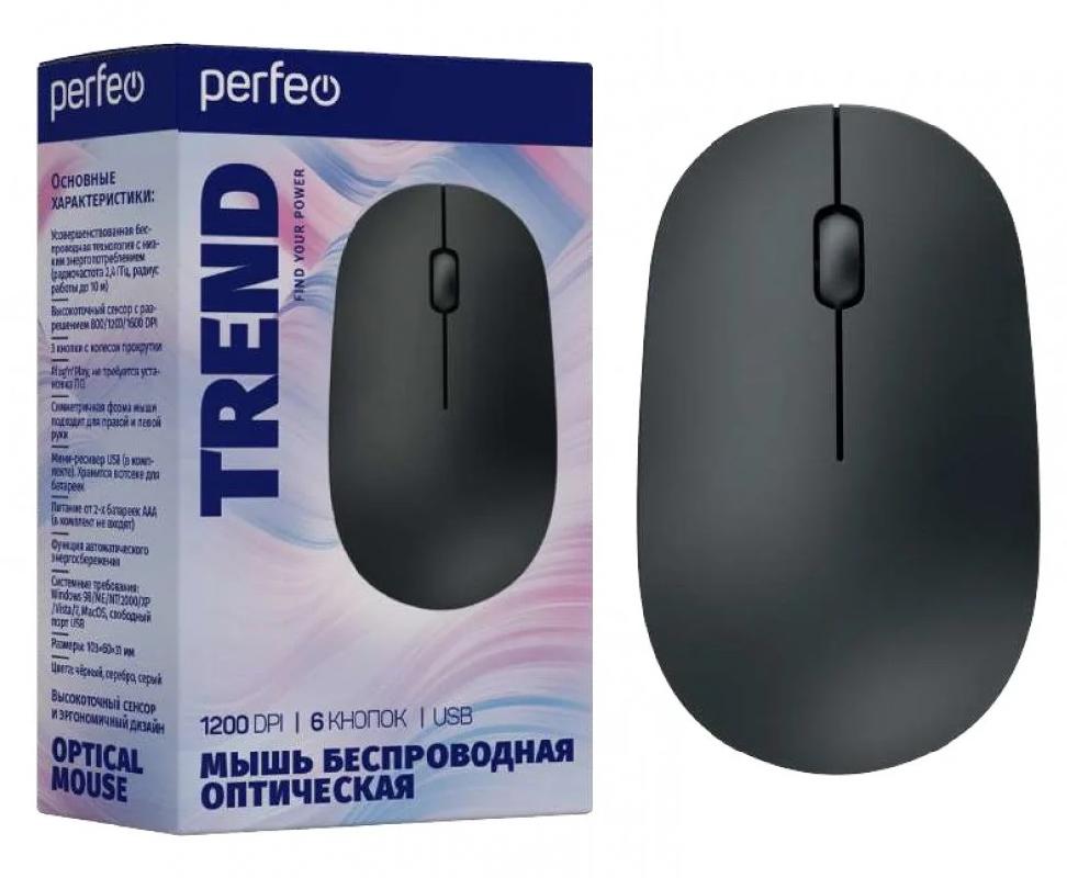 Perfeo мышь беспров., оптич. "TREND", 3 кн, DPI 1200, USB, чёрн.