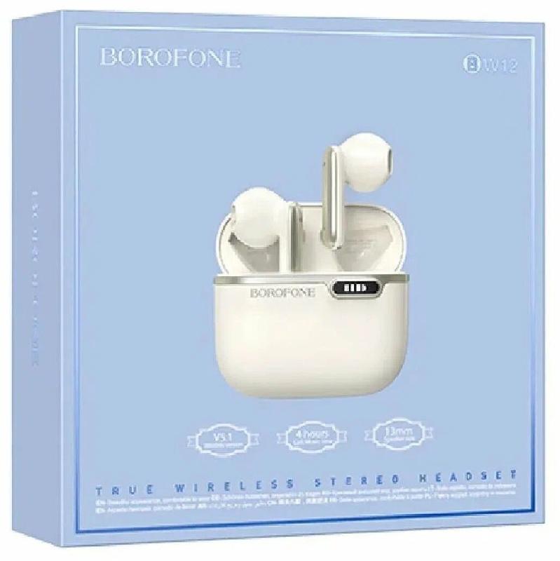 Наушники внутриканальные Borofone BW12, Leisure, Bluetooth, TWS, цвет: белый