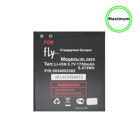 Аккумулятор для Fly BL-3805 для тел.Q4402/IQ4404 1750 mAh (Maximum, тех.упаковка)