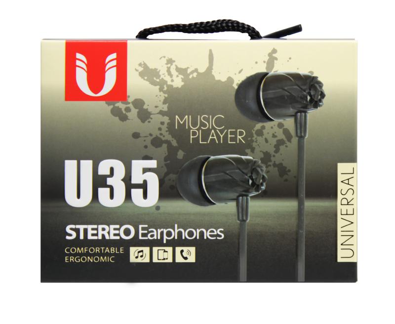 Наушники MP3  STEREO U35 c  микрофоном  (упаковка коробка) (Чёрный)