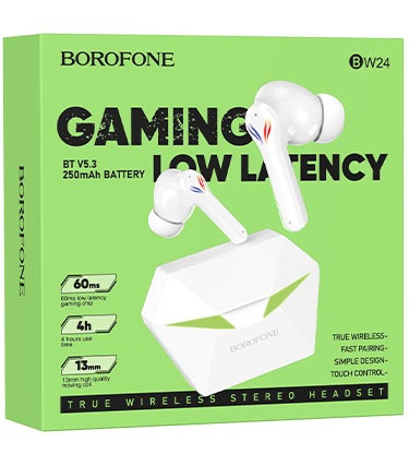 Наушники внутриканальные Borofone BW24, Magic, Bluetooth, цвет: белый