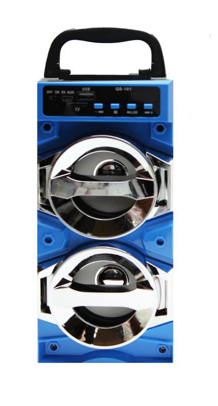 Колонка портативная QS-101  (Bluetooth,USB, microSD, AUX, дисплей) светящаяся (Синий)