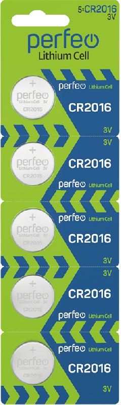 Perfeo CR2016/5BL Lithium Cell (|100/600 PF_3922)
