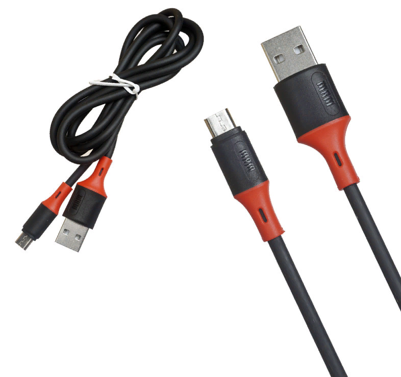 Кабель micro - USB  1.2м, R50, круглый силиконовый кабель (Чёрный)
