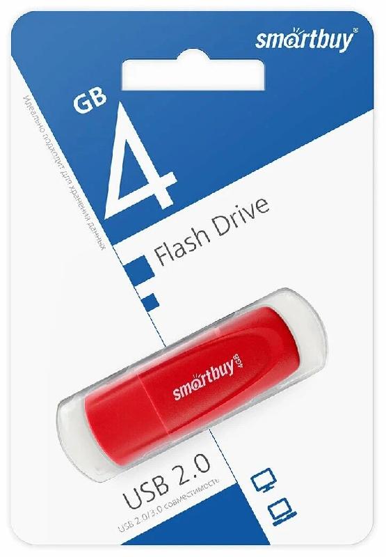 USB 2.0 накопитель Smartbuy 004 ГБ серия Scout Красный (SB004GB2SCR)