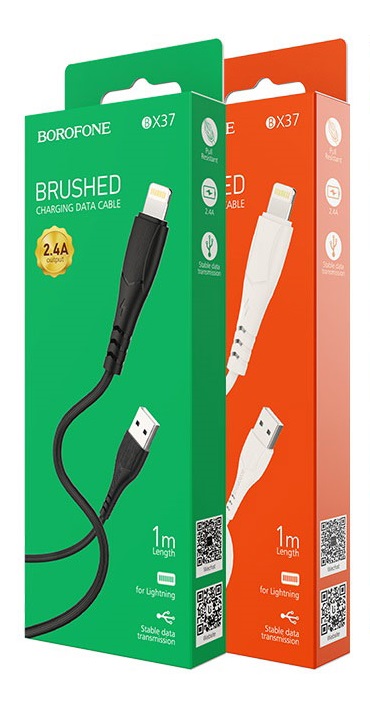 Кабель USB - 8 pin Borofone BX37 Weldy, 1.0м, 2.4A, цвет: чёрный