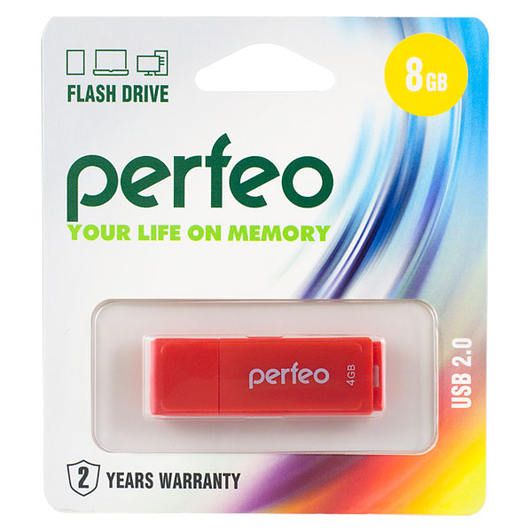 Накопитель USB Flash  8GB Perfeo C04 (Красный)