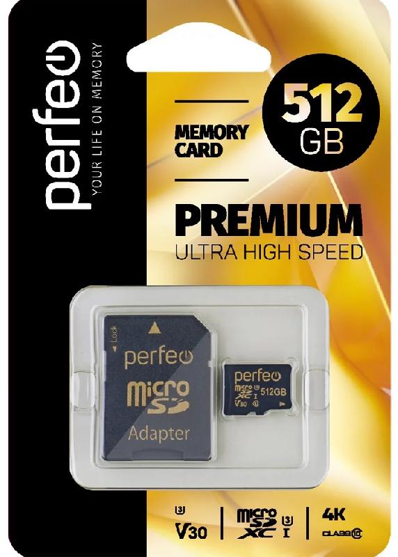 Perfeo microSDXC 512GB High-Capacity (Class 10) UHS-3 V30