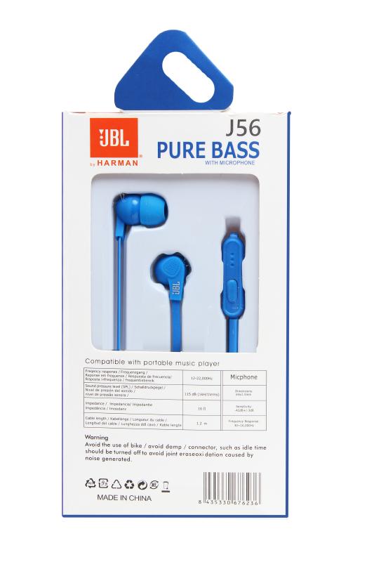 Наушники MP3 &quot;J&quot; J56 с микрофоном (упаковка - коробка) (Синий)