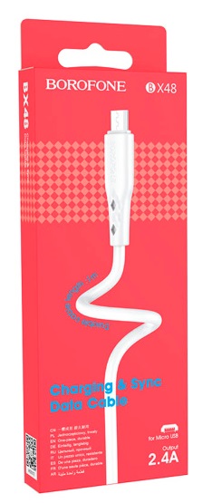 Кабель USB - микро USB Borofone BX48, 1.0м, 2.4A, цвет: белый