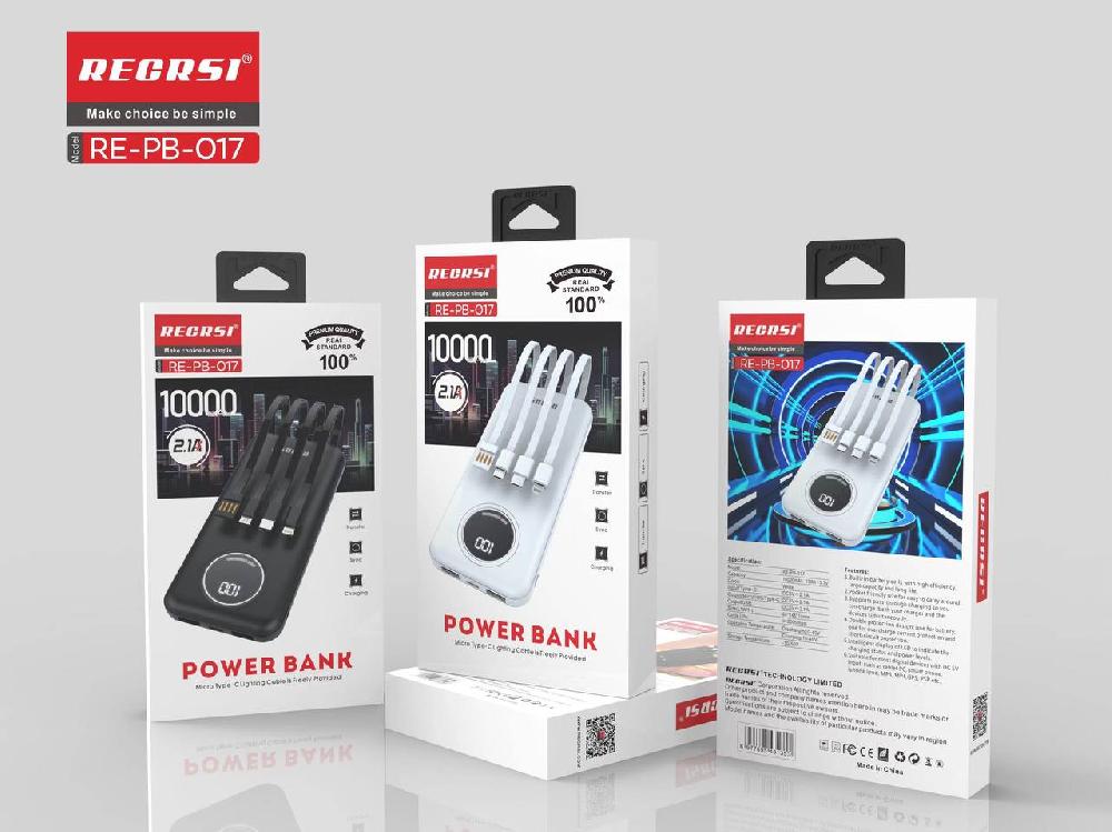 Портативный аккумулятор RECRSI RE PB017 10 000 mAh (Белый)