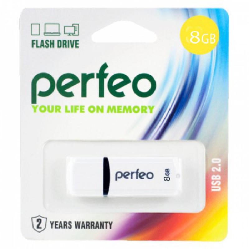 Накопитель USB Flash  8GB Perfeo C02 (Белый)
