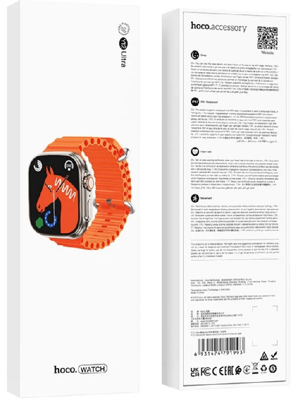 Смарт часы  HOCO Smart WATCH Y12 Ultra 49mm. Bluetooth, NFC,GPS IP67 (Оранжевый)