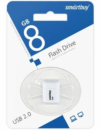 USB 2.0 накопитель Smartbuy 008 ГБ серия Lara Белый (SB8GBLARA-W)