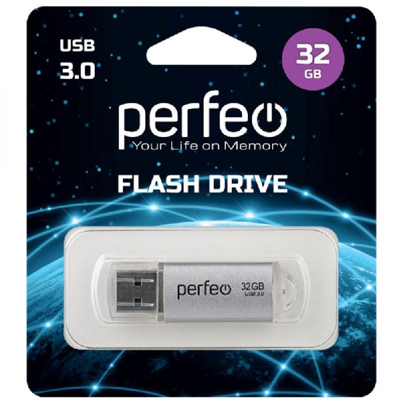 Perfeo USB 3.0 32GB C14 Silver metal series