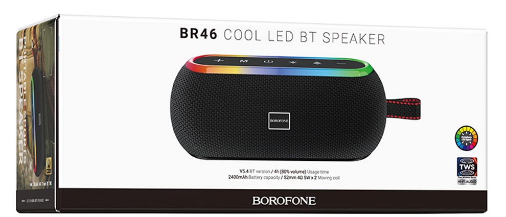 Колонка портативная Borofone, BR46, Delight sports, Bluetooth, цвет: чёрный