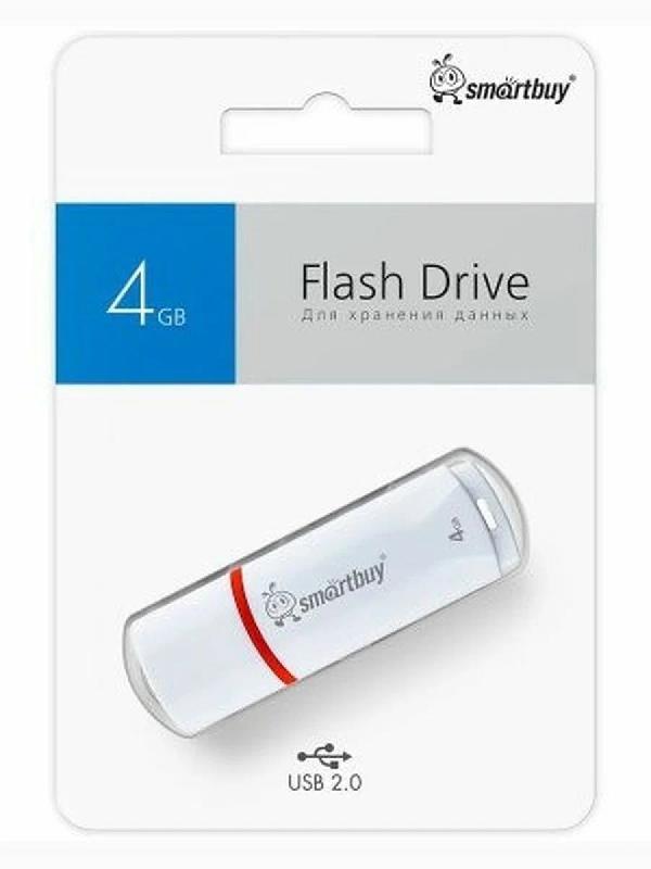 USB 2.0 накопитель Smartbuy 004 ГБ серия Crown Белый (SB4GBCRW-W)