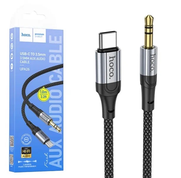 Кабель "HOCO"UPA26  Type-C/Jack 3.5mm Audio 1м (Чёрный)
