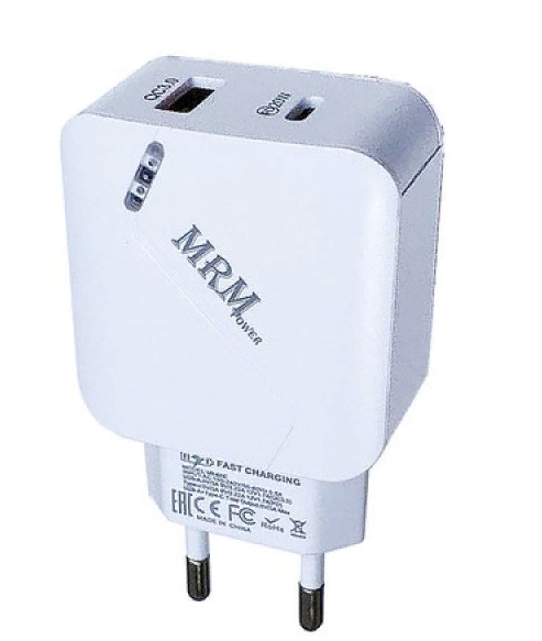 Сетевое зарядное устройство 2в1 MRM-POWER Type-C/USB 20W MR822C fast Charge (без упаковки, Белый)