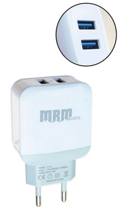 Сетевое зарядное устройство &quot;MRM&quot; P31 2USB, 5V/2.4 A    (Белый, без упаковки)