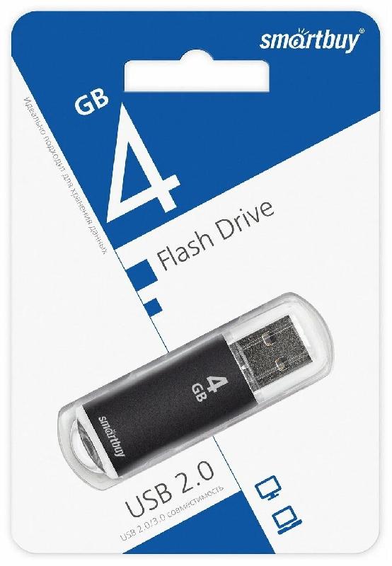 USB 2.0 накопитель Smartbuy 004 ГБ серия V-Cut Чёрный (SB4GBVC-K)