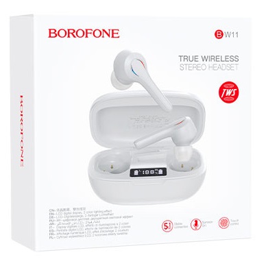 Наушники внутриканальные Borofone BW11, Graceful sound, Bluetooth, TWS, цвет: белый