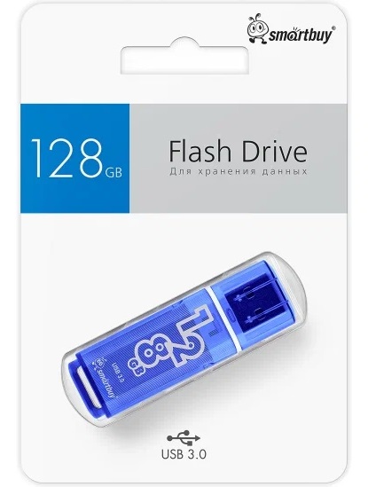 USB 3.0/3.1 накопитель Smartbuy 128 ГБ серия Glossy Тёмно-Синий (SB128GBGS-DB)