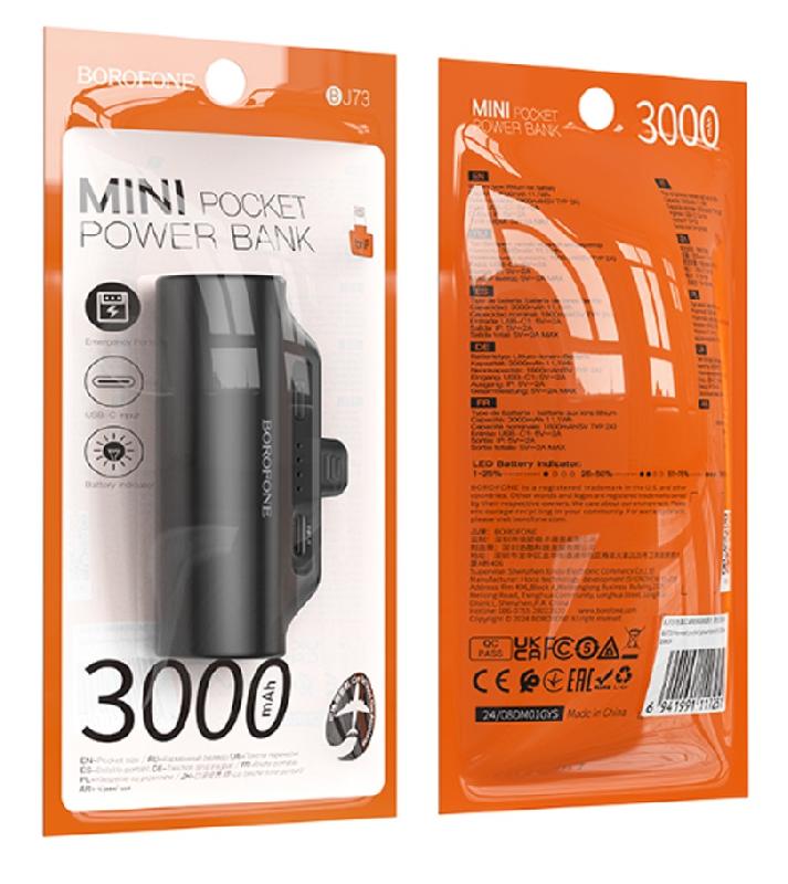 Аккумулятор внешний Borofone BJ73, Honest, 3000mAh, цвет: чёрный
