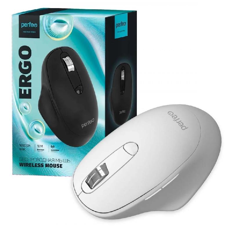 Perfeo мышь беспров., оптич. "ERGO", 6 кн, 800-1600 DPI, USB, белая