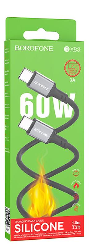 Кабель Type-C - Type-C Borofone BX83 Famous, 1.0м, 3.0A, 60Вт, цвет: чёрный