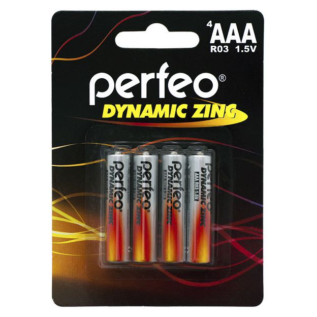 Батарейка солевая  Perfeo R03/4BL ААА Dynamic Zinc  (4 шт. в блистере)