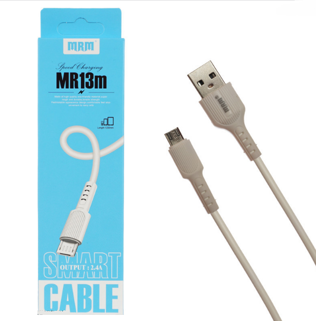 Кабель Micro MRM MR13m, 1 м, круглый кабель, 2.4A (Белый)