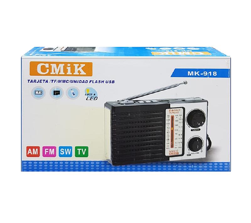 Колонка портативная-радиоприемник CMiK MK-918 Bluetooth (USB, TF, 2фонарика, FM)