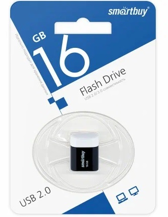 USB 2.0 накопитель Smartbuy 016 ГБ серия Lara Чёрный (SB16GBLARA-K)