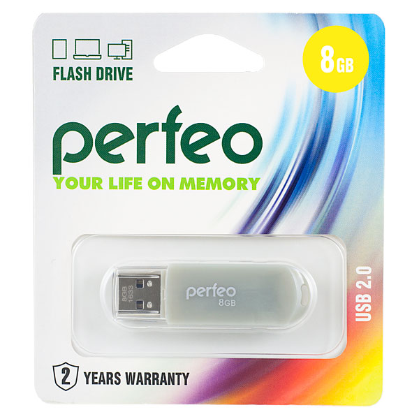 Накопитель USB Flash  8GB Perfeo C03 (Серый)