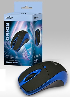 Perfeo мышь оптическая "ORION", 3 кн, DPI 1000, USB, чёрн/син