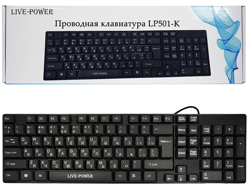 Клавиатура LIVE-POWER проводная мультимедийная LP501-K USB