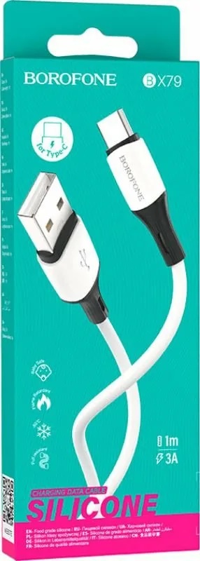 Кабель USB - Type-C Borofone BX79, 1.0м, 3,0А, цвет: белый