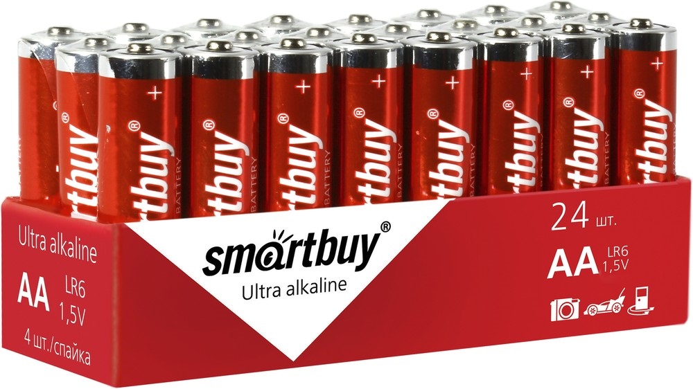 Батарейка алкалиновая Smartbuy LR6/4S (24/480) (SBBA-2A24S)