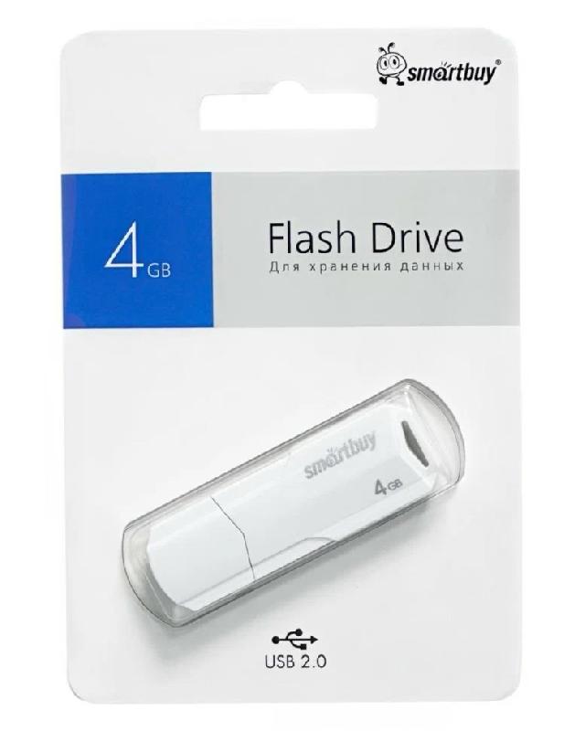 USB 2.0 накопитель Smartbuy 004 ГБ серия Clue Белый (SB4GBCLU-W)