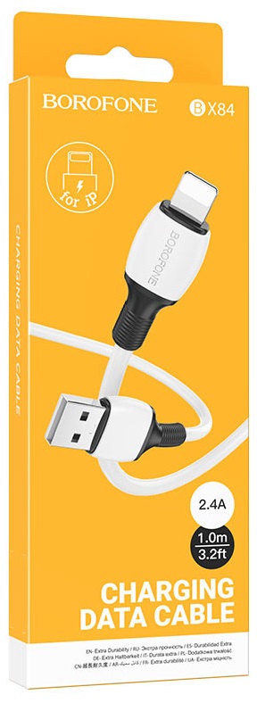 Кабель USB - 8 pin Borofone BX84 Rise, 1.0м, 2.4A, цвет: белый
