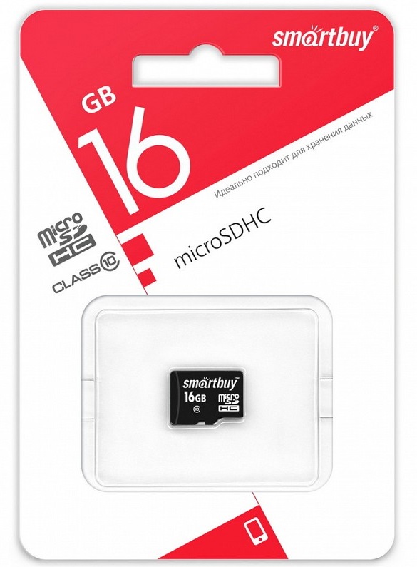 micro SDHC карта памяти Smartbuy 016 ГБ  Сlass10, без адаптеров