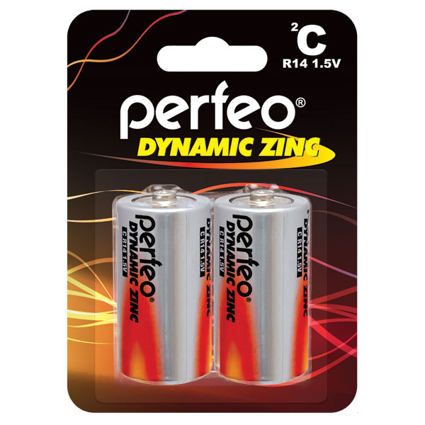 Батарейка солевая Perfeo  R14/2BL  Dynamic Zinc (2 шт.в блистере)