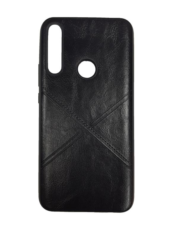 Накладка силиконовая для Huawei PSmart Z (Под кожу с линиями, Чёрный)