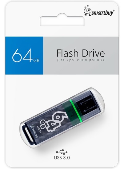 USB 3.0/3.1 накопитель Smartbuy 064 ГБ серия Glossy Тёмно-Серый (SB64GBGS-DG)